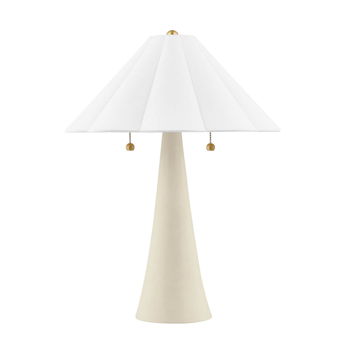 Aged Brass Frame with Scalloped White Linen Shade Table Lamp