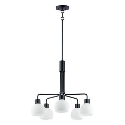 Black with Frosted Shade 5 Light Chandelier - LV LIGHTING