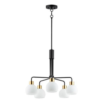 Black with Frosted Shade 5 Light Chandelier - LV LIGHTING