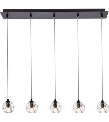 Black with Crystal Quintuple Pendant - LV LIGHTING