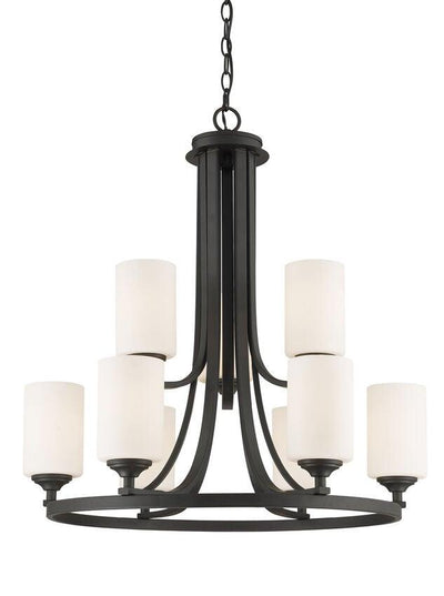 Waterfall Arms wit Matte Opal Shade 2 Tier Chandelier - LV LIGHTING
