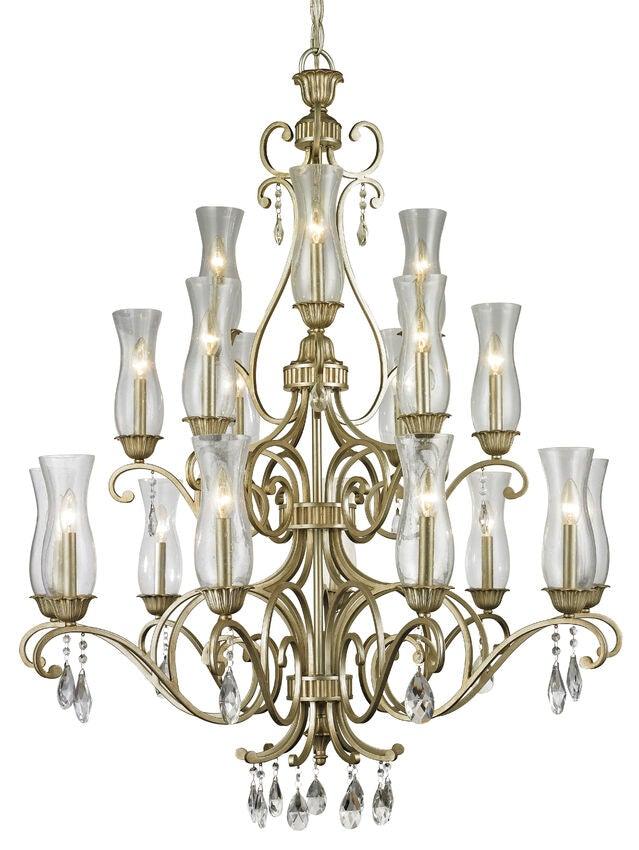 Cognac Seed Glass Shade with Crystal 3 Tier Chandelier - LV LIGHTING