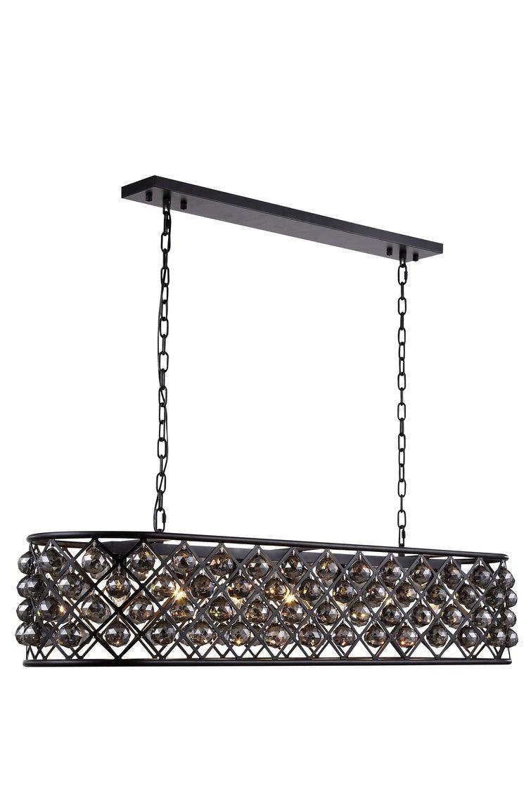 Steel with Clear Crystal Drop Oval Frame Linear Chandelier - LV LIGHTING