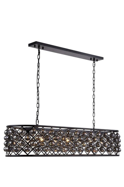 Steel with Clear Crystal Drop Oval Frame Linear Chandelier - LV LIGHTING