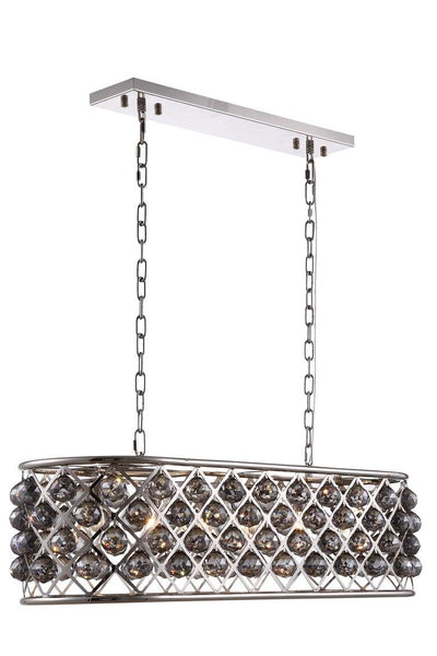 Steel with Clear Crystal Drop Oval Frame Linear Chandelier - LV LIGHTING