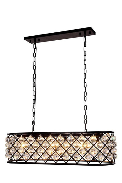 Steel with Clear Crystal Drop Oval Frame Linear Chandelier - LV LIGHTING