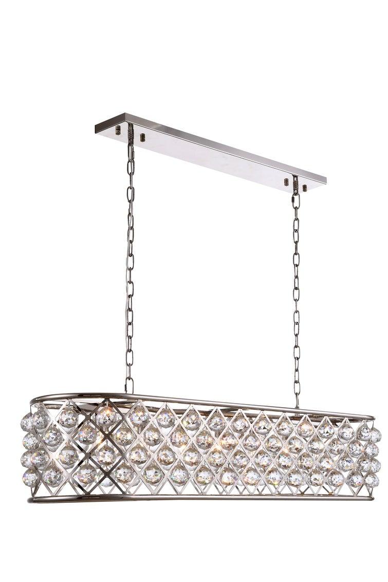 Steel with Clear Crystal Drop Oval Frame Linear Chandelier - LV LIGHTING