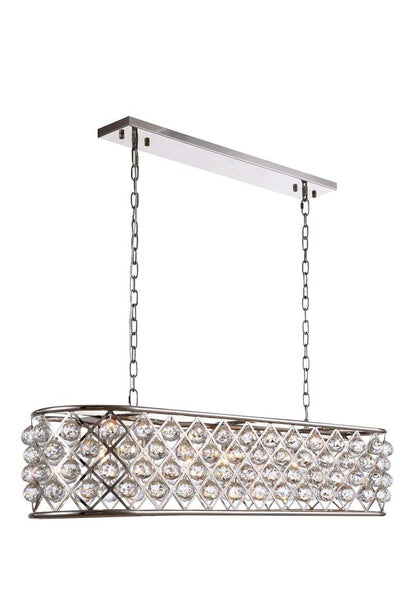 Steel with Clear Crystal Drop Oval Frame Linear Chandelier - LV LIGHTING