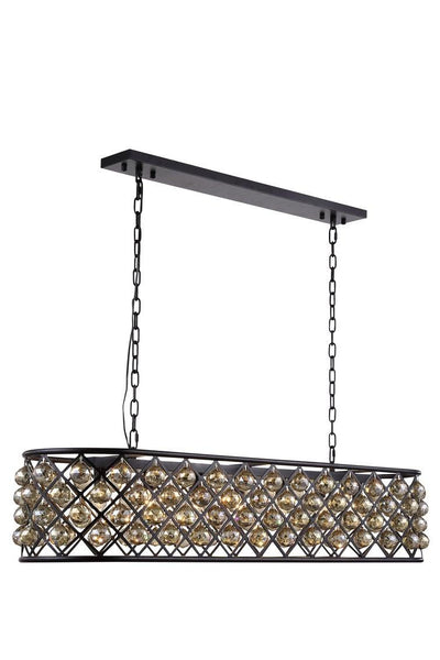 Steel with Clear Crystal Drop Oval Frame Linear Chandelier - LV LIGHTING