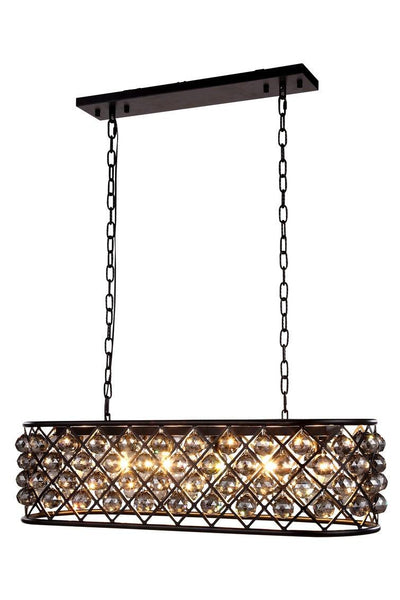 Steel with Clear Crystal Drop Oval Frame Linear Chandelier - LV LIGHTING