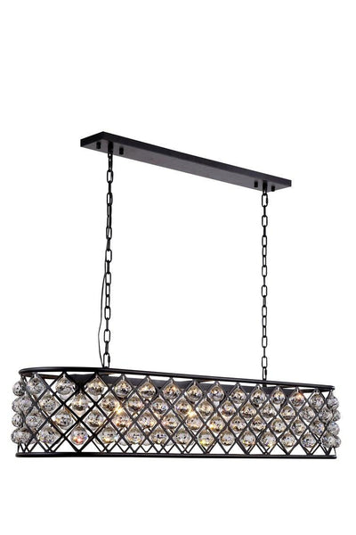 Steel with Clear Crystal Drop Oval Frame Linear Chandelier - LV LIGHTING