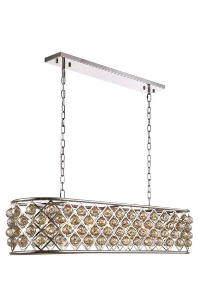 Steel with Clear Crystal Drop Oval Frame Linear Chandelier - LV LIGHTING