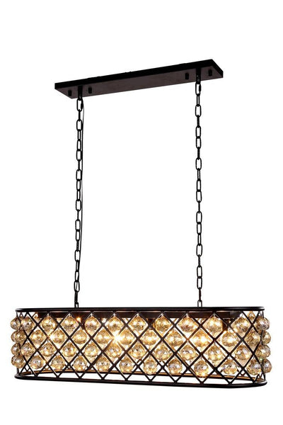 Steel with Clear Crystal Drop Oval Frame Linear Chandelier - LV LIGHTING