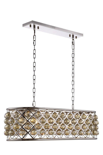 Steel with Clear Crystal Drop Oval Frame Linear Chandelier - LV LIGHTING