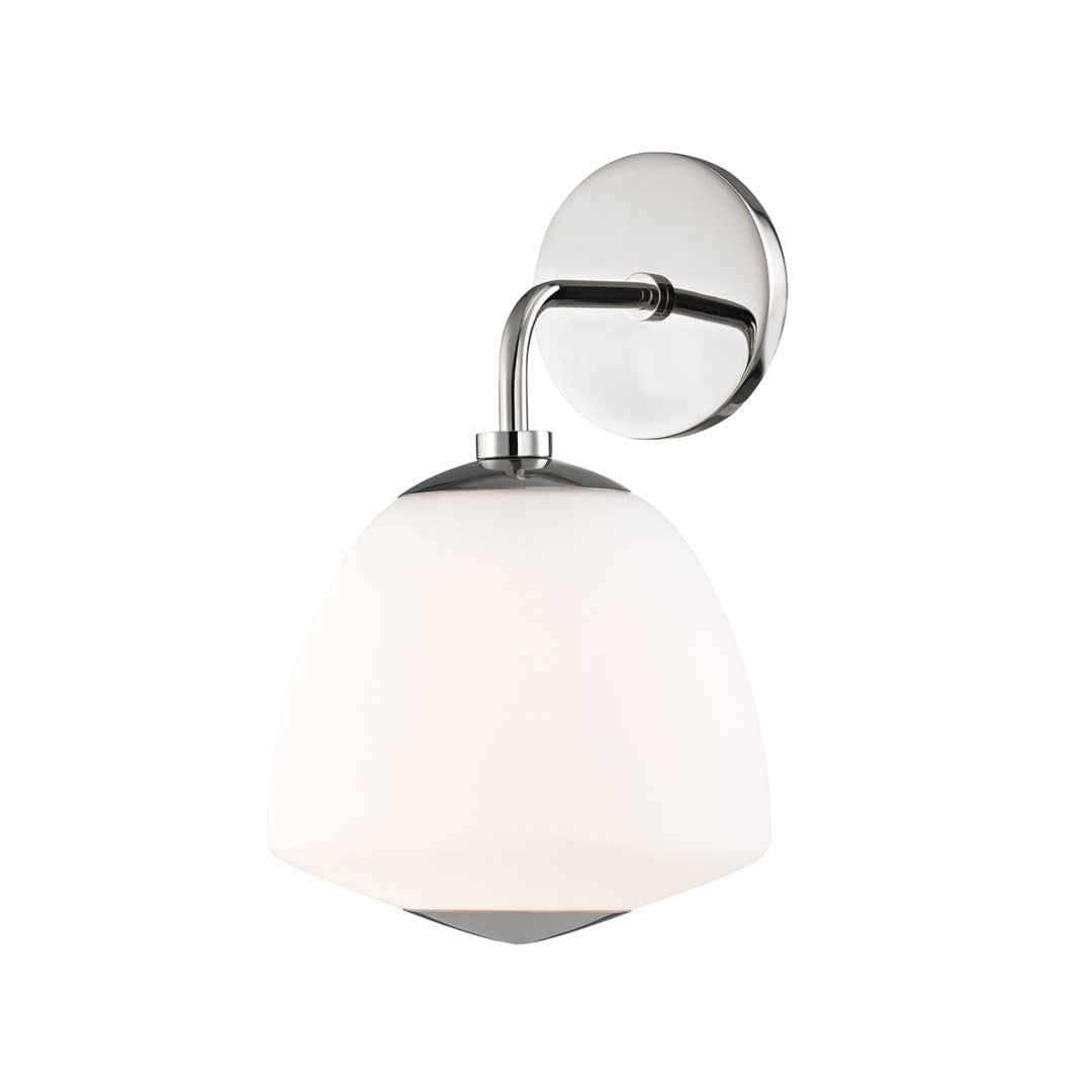 Steel Frame with Curve Arm and Schoolhouse Milk Glass Shade Wall Sconce
