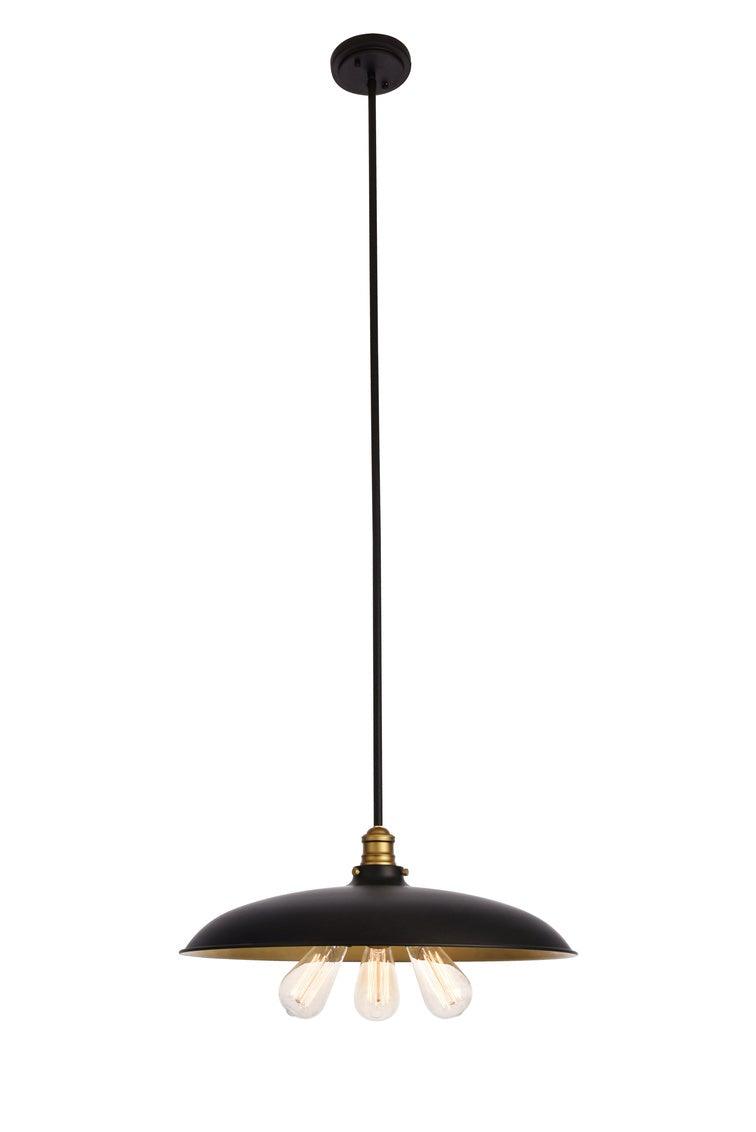 Black with Brass 3 Light Pendant - LV LIGHTING