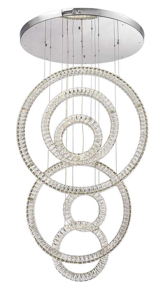 Chrome with Crystal Halo Rings Chandelier - LV LIGHTING