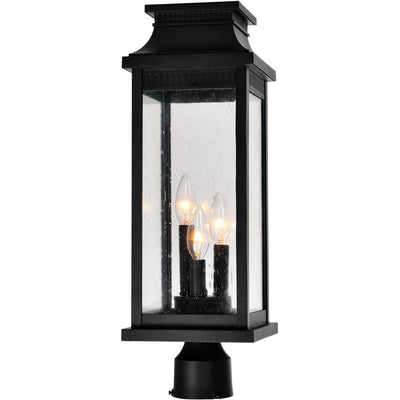 Black Aluminum Steel Frame with Clear Seedy Glass Shade Outdoor Post Light - LV LIGHTING