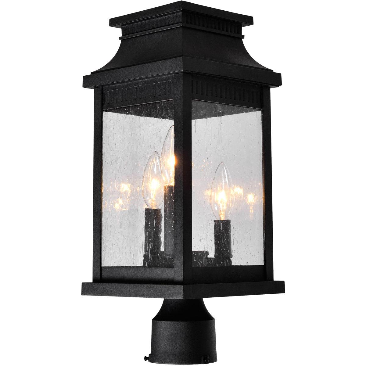 Black Aluminum Steel Frame with Clear Seedy Glass Shade Outdoor Post Light - LV LIGHTING