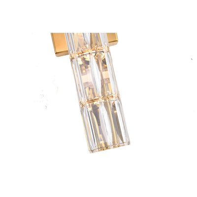 Gold Metal Frame with Clear Cylindrical Crystal Diffuser Wall Sconce - LV LIGHTING