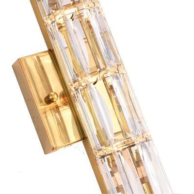Gold Metal Frame with Clear Cylindrical Crystal Diffuser Wall Sconce - LV LIGHTING