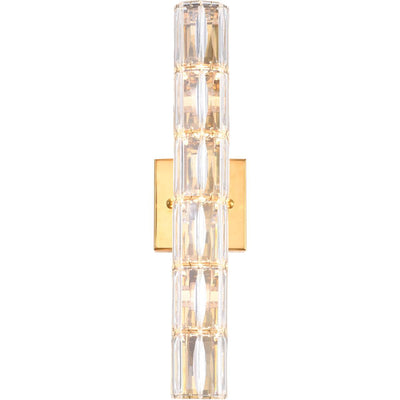 Gold Metal Frame with Clear Cylindrical Crystal Diffuser Wall Sconce - LV LIGHTING