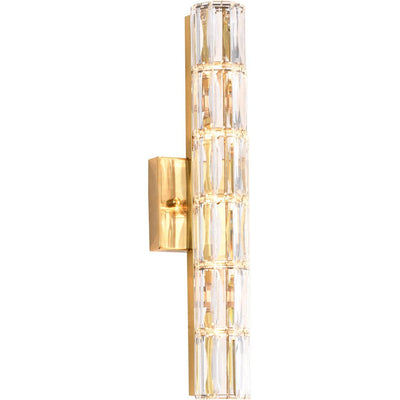 Gold Metal Frame with Clear Cylindrical Crystal Diffuser Wall Sconce - LV LIGHTING