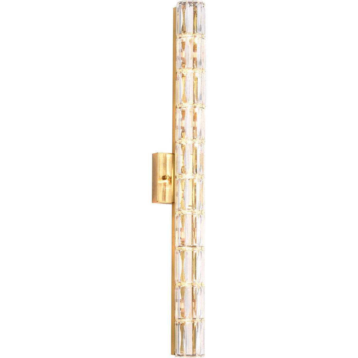 Gold Metal Frame with Clear Cylindrical Crystal Diffuser Wall Sconce - LV LIGHTING