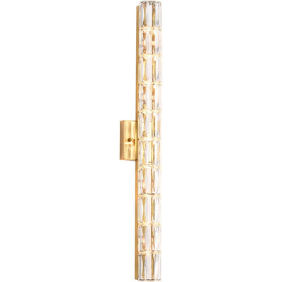 Gold Metal Frame with Clear Cylindrical Crystal Diffuser Wall Sconce - LV LIGHTING