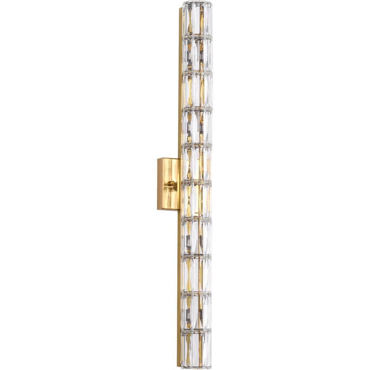 Gold Metal Frame with Clear Cylindrical Crystal Diffuser Wall Sconce - LV LIGHTING