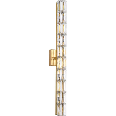 Gold Metal Frame with Clear Cylindrical Crystal Diffuser Wall Sconce - LV LIGHTING