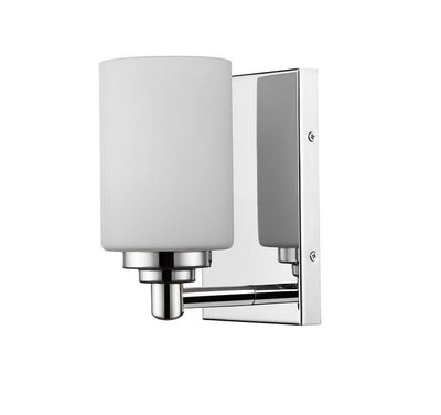 Steel with Cylindrical White Shade Wall Sconce - LV LIGHTING