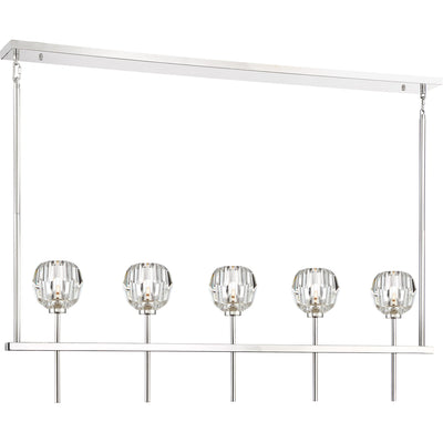 Steel Frame and Rod with Clear Crystal Shade Linear Chandelier