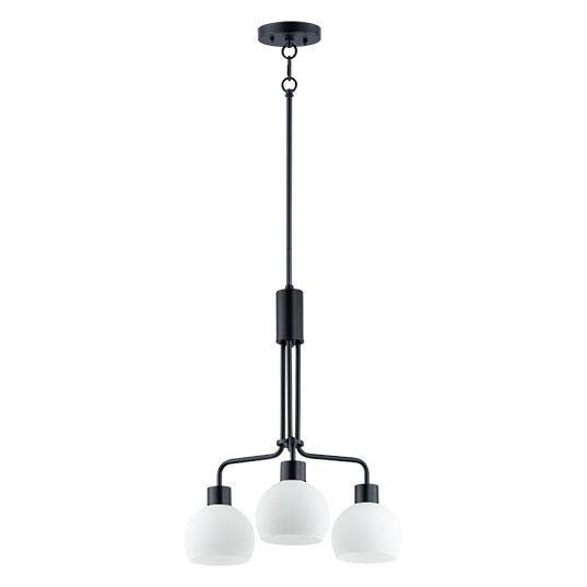 Black with Frosted Shade 3 Light Chandelier - LV LIGHTING