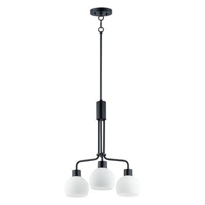 Black with Frosted Shade 3 Light Chandelier - LV LIGHTING
