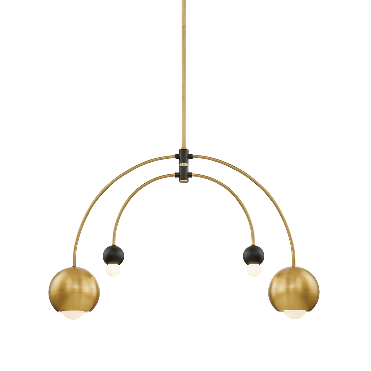 Aged Brass and Black Rod with Adjustable Arch Arm Chandelier - LV LIGHTING
