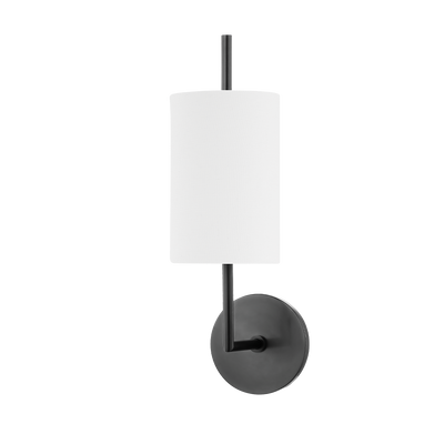 Steel Square Arm with Cylindrical Belgian Linen Shade Wall Sconce
