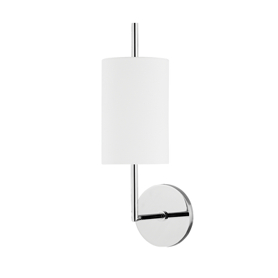 Steel Square Arm with Cylindrical Belgian Linen Shade Wall Sconce