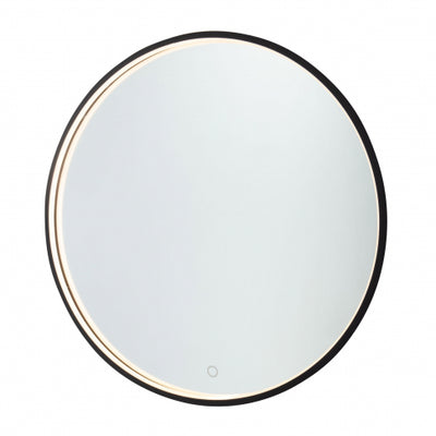 LED Matte Black Round Mirror