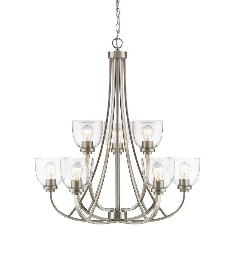 Steel Sweeping Arm with Clear Glass Shade 2 Tier Chandelier - LV LIGHTING