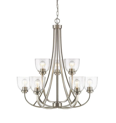 Steel Sweeping Lush Curves with Clear Glass Shade 2 Tier Chandelier - LV LIGHTING