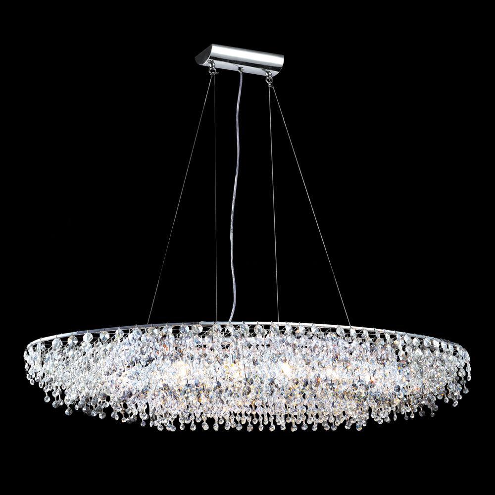 Chrome with Crystal Strand Oval Chandelier - LV LIGHTING