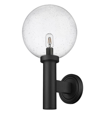 Black Steel Frame with Glass Globe Outdoor Wall Sconce