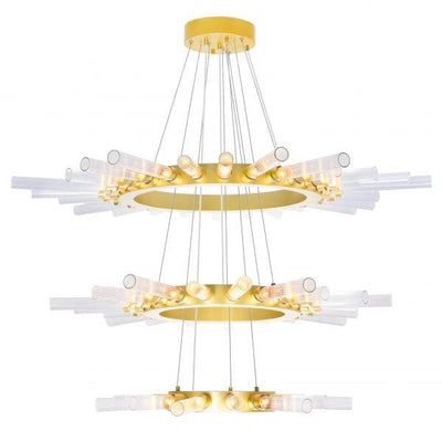 Satin Gold with Glass Tube Shade 3 Layers - LV LIGHTING