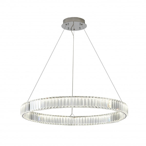 LED Steel Frame with Clear Crystal Chandelier