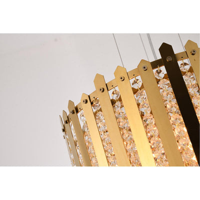 Gold Stainless Steel Frame with Clear Crystal Strand Pendant - LV LIGHTING