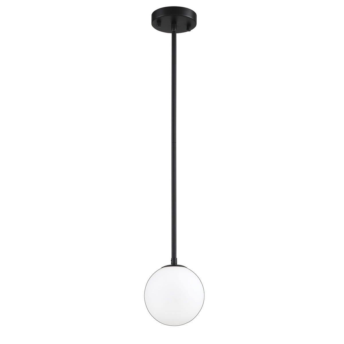 Black with Frosted Shade Single Light Pendant - LV LIGHTING