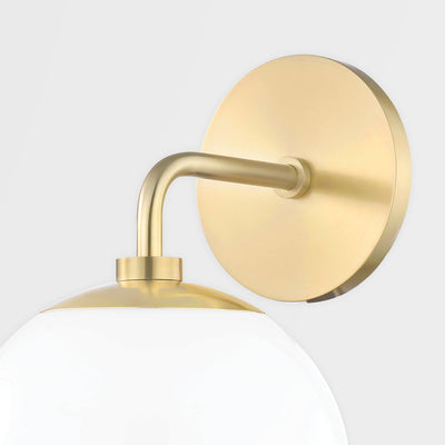 Steel Curve Arm with White Glass Globe Wall Sconce