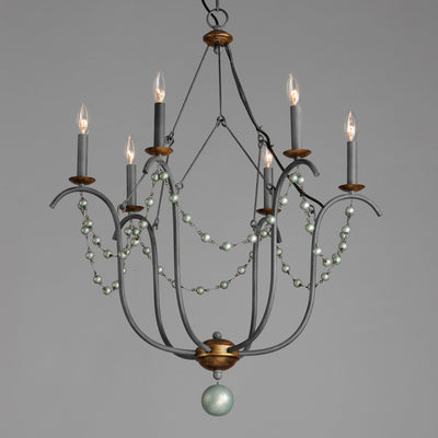 Steel Curve Arms with Hanging Element Chandelier