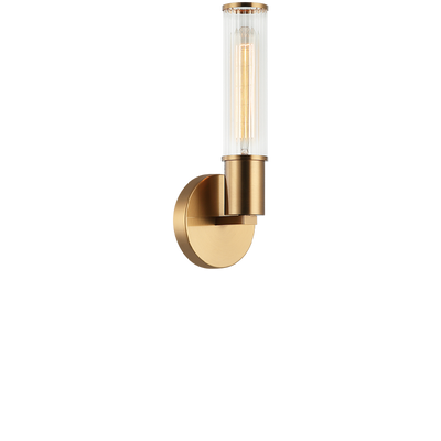 Steel Frame with Ribbed Clear Glass Wall Sconce